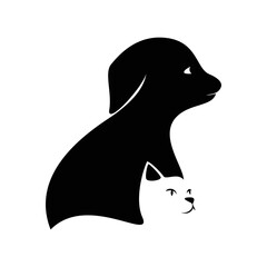 cat and dog silhouette logo design. kitty and puppy icon, sign and symbol.