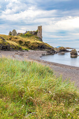 The ruins of the 13th century Dunure Castle, used in the filming of Outlander, Dunure, South Ayrshire, Scotland UK