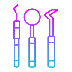 Dentist Tools Line Gradient Icon