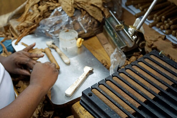 Fototapeta na wymiar cigar fabric in the dominican republic