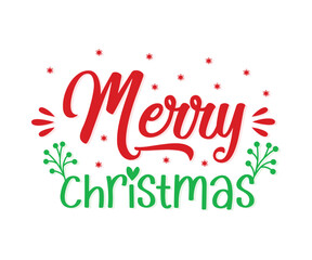 Merry Christmas calligraphy hand lettering isolated on white. Christmas, Happy New Year and winter holidays typography poster. Easy to edit vector template for greeting card, banner, poster, mugs.