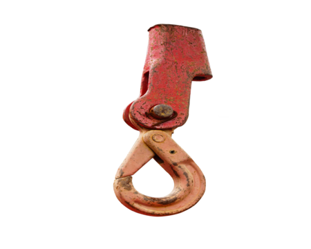 Closeup of old hook metal chain links rusty hook on chain