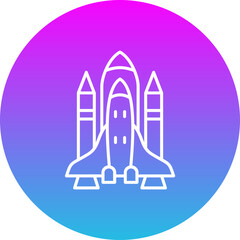 Space Shuttle Gradient Circle Line Inverted Icon