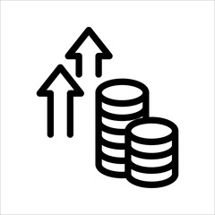 Inflation line icon. Money tax rate sign. Financial interest symbol. Quality design elements. Linear style inflation icon. Editable strokes. Vector. on a white background.