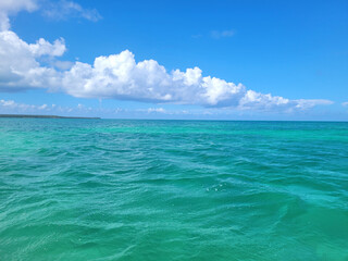 Fototapeta na wymiar colorful exotic caribbean sea in the dominican republic