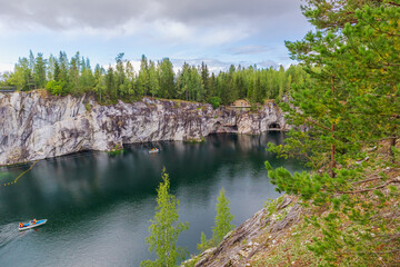 Fototapeta premium Marble canyon in Ruskeala. Natural mountain park.