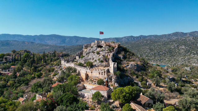 Kalekoy Aerial View, Drone Shooting, Simena, Ucagiz, Kekova, Demre, Antalya.