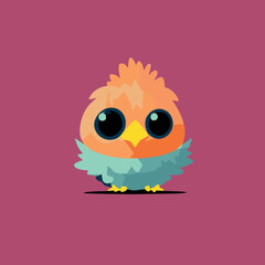 Cute adorable baby chicken. Cute newborn chick vector illustration. Cartoon drawing of happy fluffy sweet bird. Easter egg character. Adorable farm animal. Funny hen. Simple cheerful graphic art.