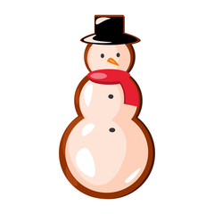 Christmas gingerbread cookies.Gingerbread in the shape of a snowman.An element of New Year's design.The symbol of Christmas.