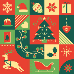 Christmas background with holiday icons