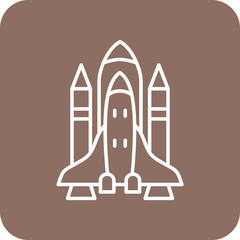 Space Shuttle Multicolor Round Corner Line Inverted Icon