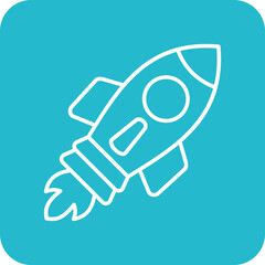 Rocket Multicolor Round Corner Line Inverted Icon