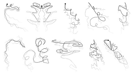 Set Black Outline Simple Line Abstract Collection Lightning Thunderstorm ABackground Light And Shine Electricity Vector Design Style