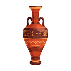 Greek vases and pot. Decorative ornate Greece amphorae, jugs, urns, oil jars pottery objects cartoon design. Flat vector illustration