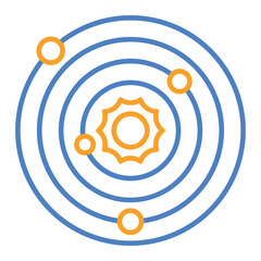 Solar System Blue And Orange Line Icon