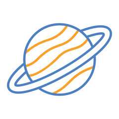 Saturn Blue And Orange Line Icon