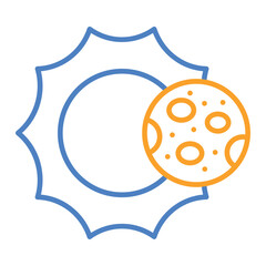 Solar Eclipse Blue And Orange Line Icon