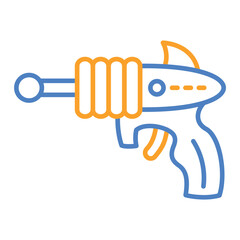 Space Gun Blue And Orange Line Icon