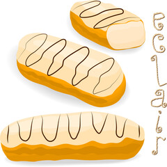 Various sweet tasty eclair