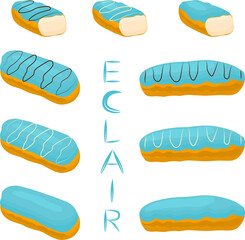 Various sweet tasty eclair
