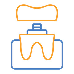 Dental Crown Blue And Orange Line Icon