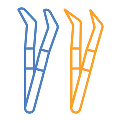 Tweezers Blue And Orange Line Icon