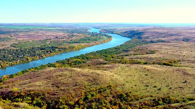 Beautiful landscape, Mountains 2 sisters, Seversky Donets River.