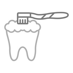 Teeth Brushing Greyscale Line Icon