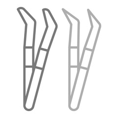Tweezers Greyscale Line Icon