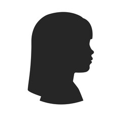 Silhouette of child face. Little girl. Outlines baby in profile. Vector illustration