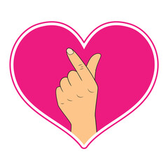 Korean heart - hand gesture in pink heart shape. Vector illustration isolated on white background