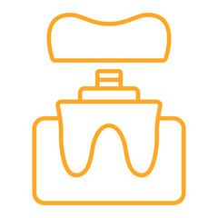 Dental Crown Multicolor Line Icon