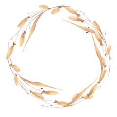 Leaves Watercolor Greeting Autumn Season Wreath Frame Design Banner Illustration