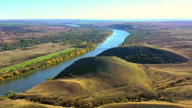 Beautiful landscape, Mountains 2 sisters, Seversky Donets River.