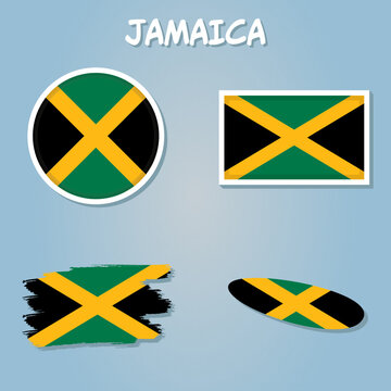Jamaica map vector, Jamaica flag vector, isolated Jamaica.