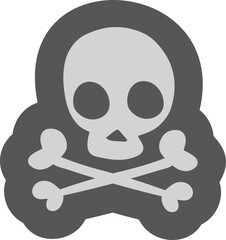 Skull with crossbones sticker. Death black icon. Poison sign