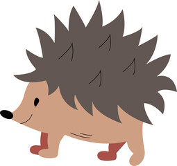 Cute cartoon little happy hedgehog. Brown hedgehog icon