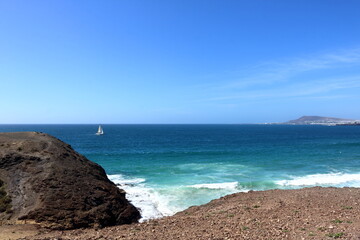 Beach in Lanzarote Volcanic Landscape, Canary Islands, Spain