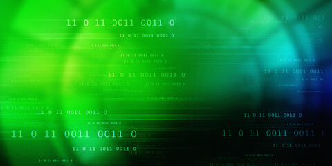 2d illustration abstract digital binary data on computer screen