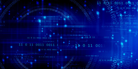 2d illustration abstract digital binary data on computer screen