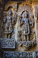 Beautiful Soft Rock Sculptures of Helebid,  Karnataka. Historical Hoysala monument representing Indian art and history
