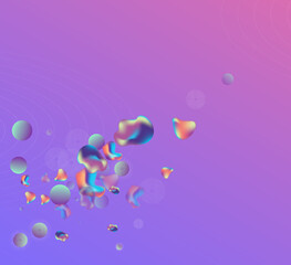 Color Bubbles Party Vector Blue Background.