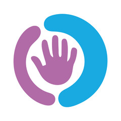 Fototapeta premium Hand logo icon. Illustration of support. Together, friendship. Hand with fingers. Vector graphic design. Illustration of love and peace. Creative logotype. Modern unity. 