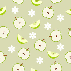 Cute apple seamless pattern in flat style. Cartoon apple seamless pattern