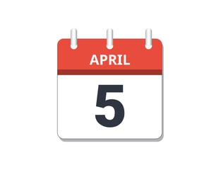 April 5th calendar icon vector.