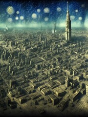Futuristic post apocalyptic Moscow city 