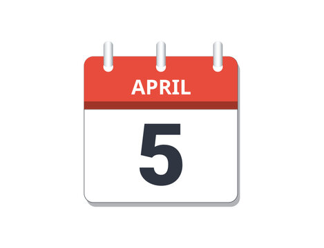 April 5th Calendar Icon Vector.