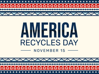 America Recycles Day Wallpaper in Traditional border style with recycle sign and stars. Day of recycling background