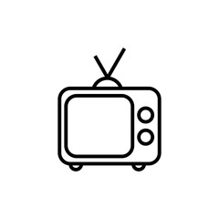 Old tv line icon isolated on white background