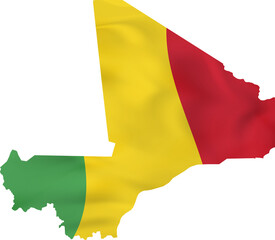 Mali map with waving flag.
